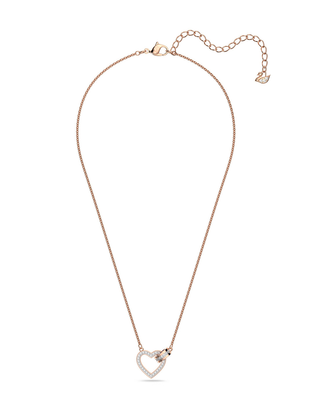 SWAROVSKI White Rose-gold tone plated Lovely necklace Heart