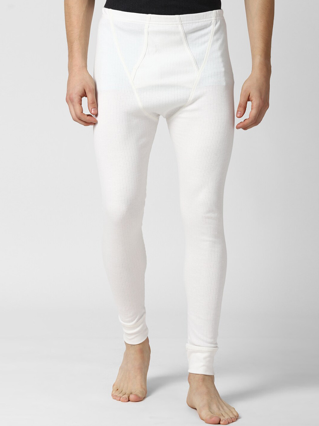 Peter England Men White Solid Thermal Pants