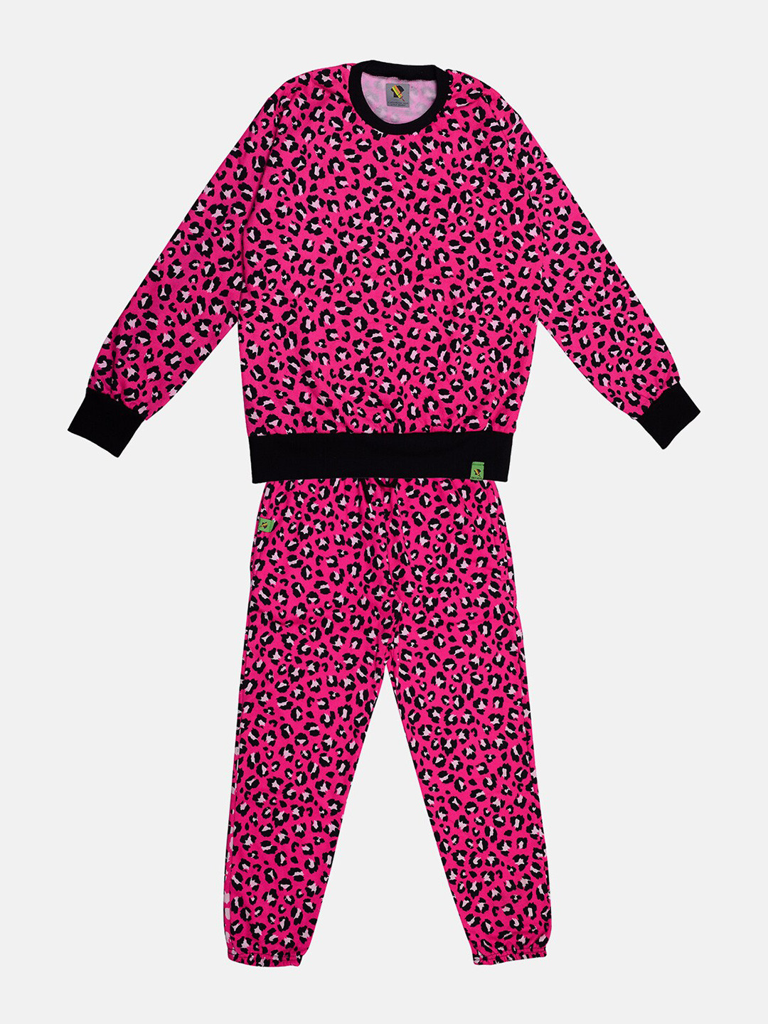TINY HUG Boys Fuchsia & Black Animal Printed Sweatshirt with Joggers