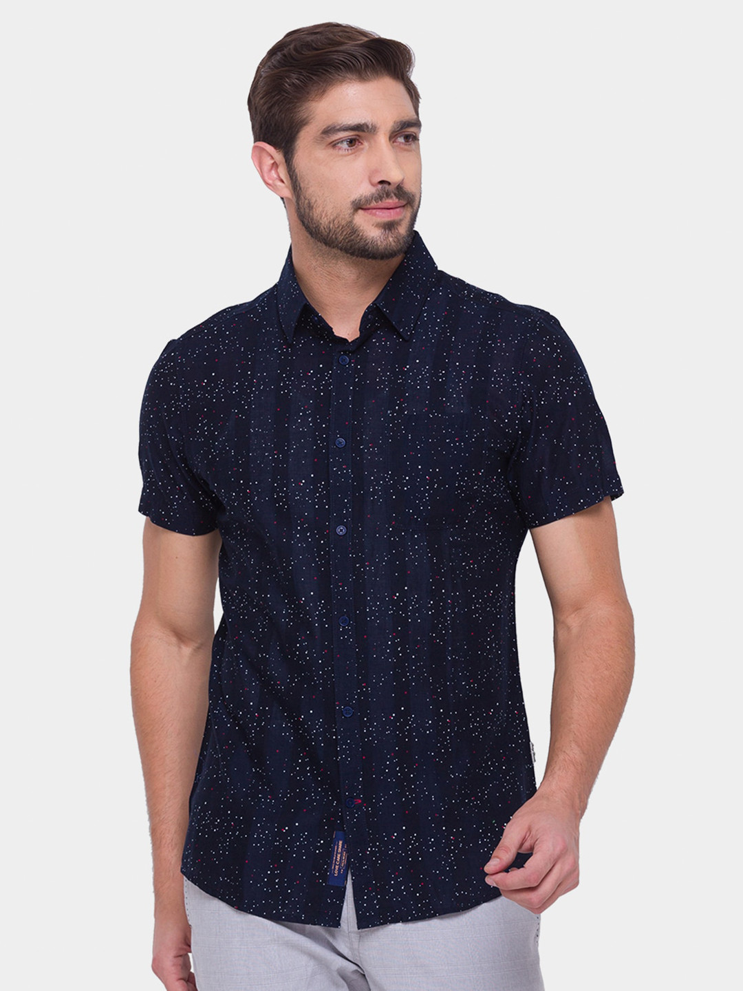 Being Human Men Navy Blue Regular Fit Printed Casual Shirt