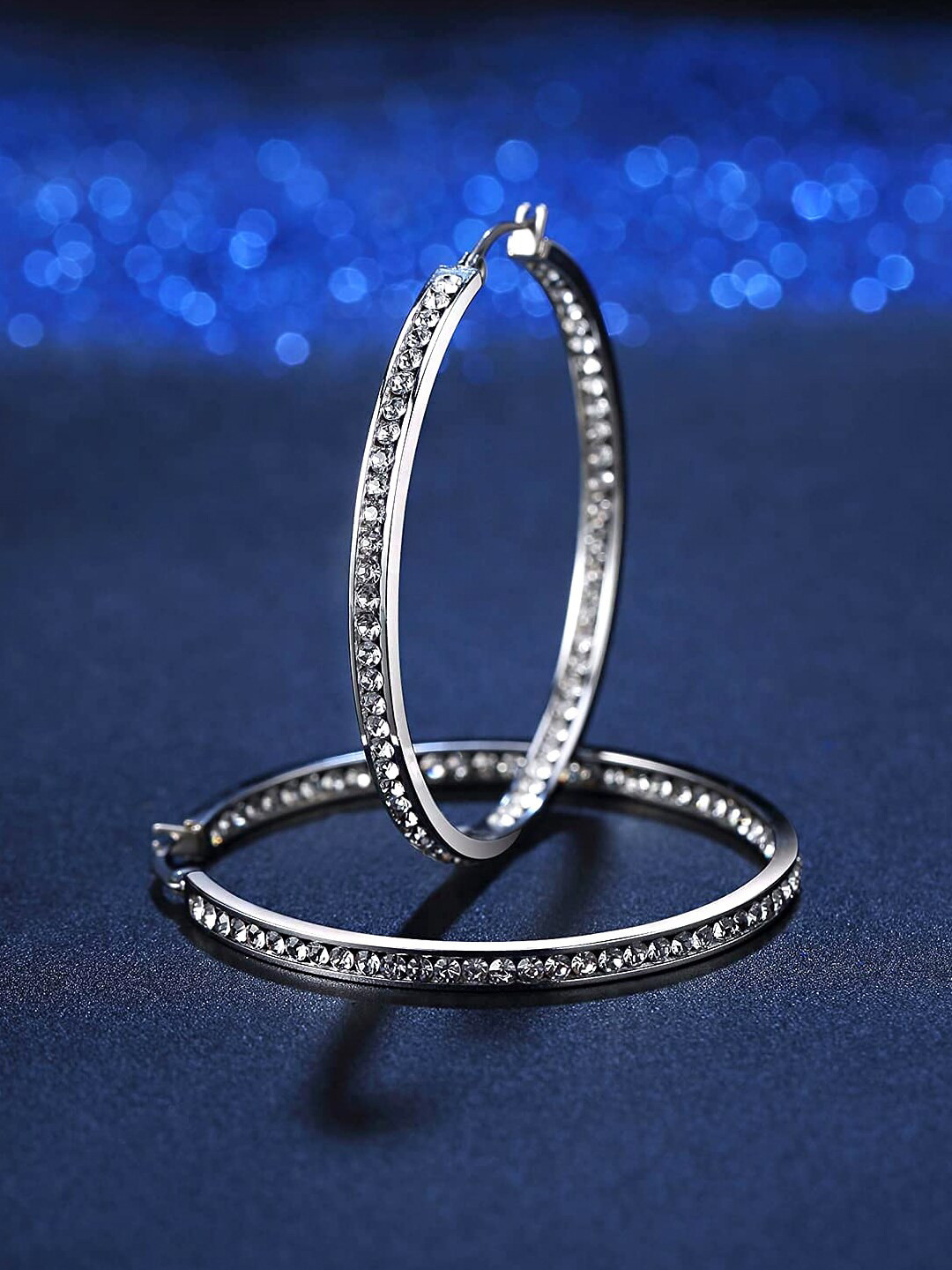 Yellow Chimes Silver-Plated Stainless Steel Quirky Hoop Earrings