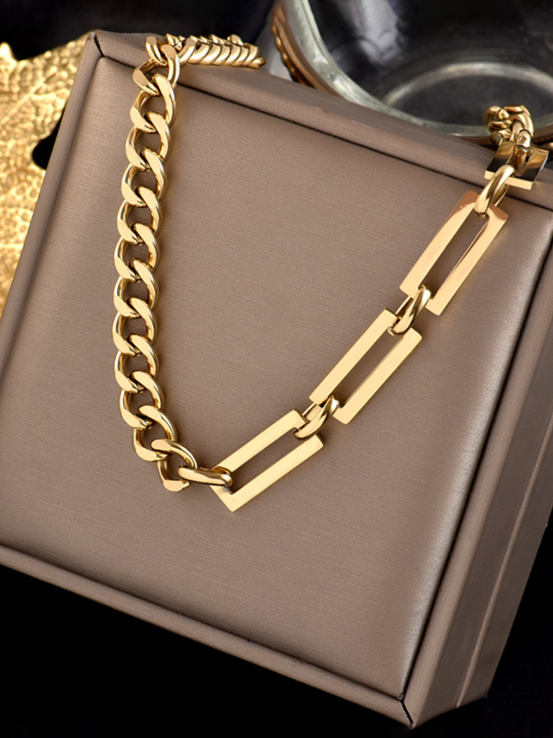 Yellow Chimes Gold-Plated Stainless Steel Link Chain Necklace