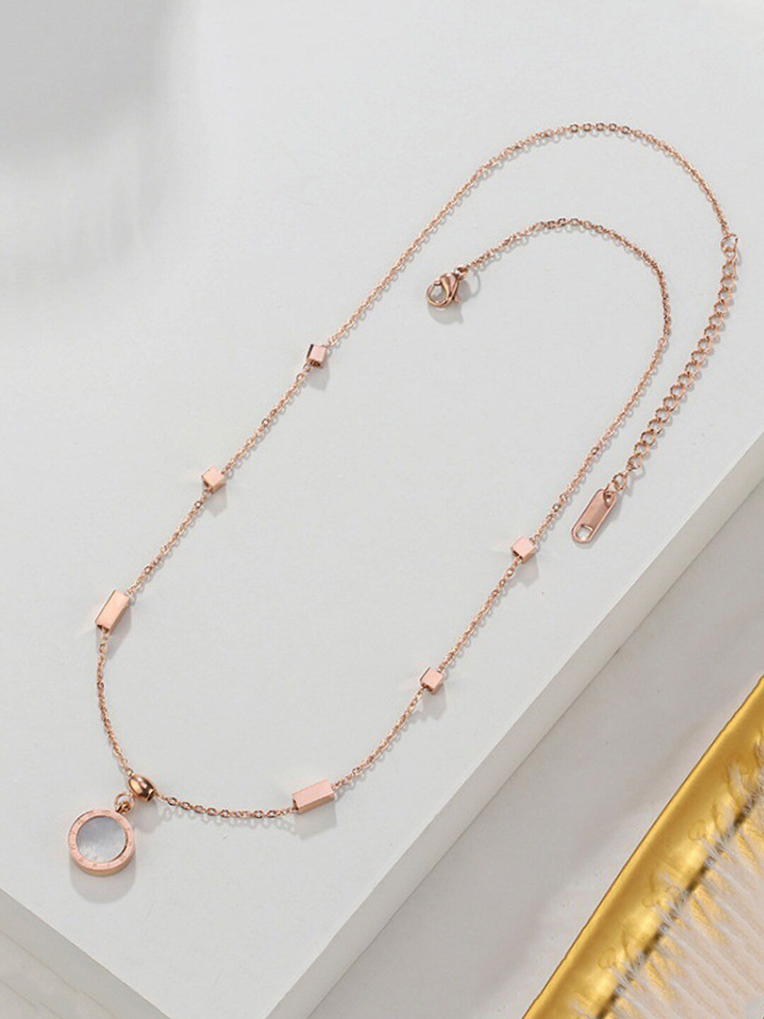 Yellow Chimes Rose Gold-Plated Reversible Pendant with Chain
