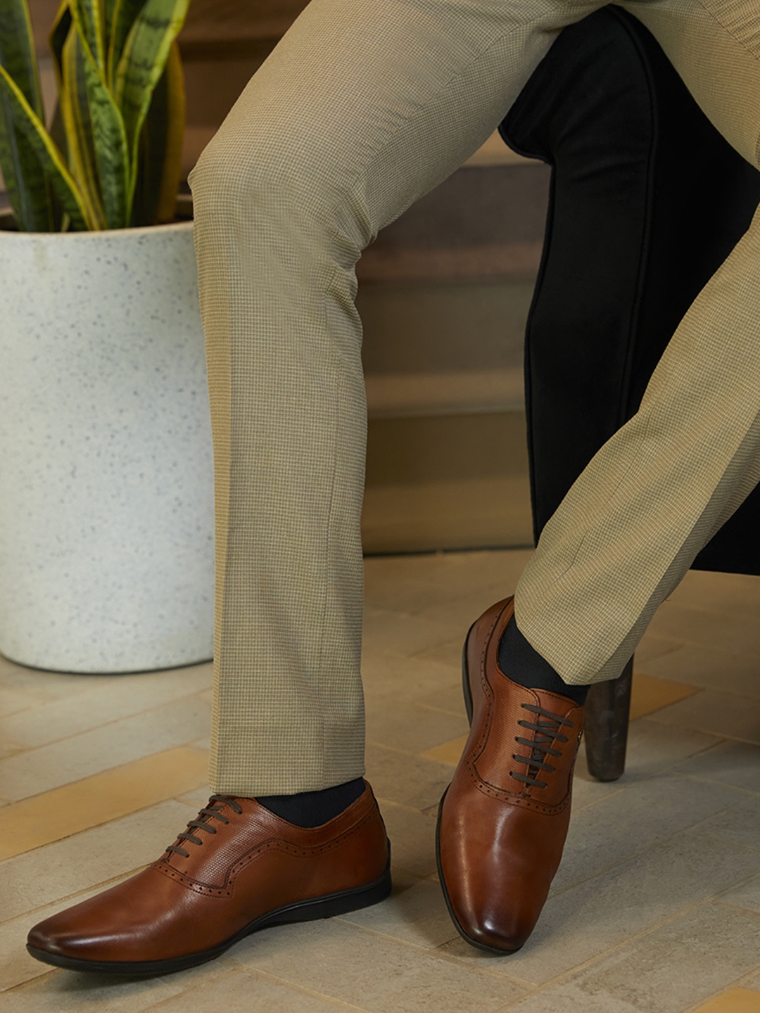 Louis philippe tan formal shoes on sale