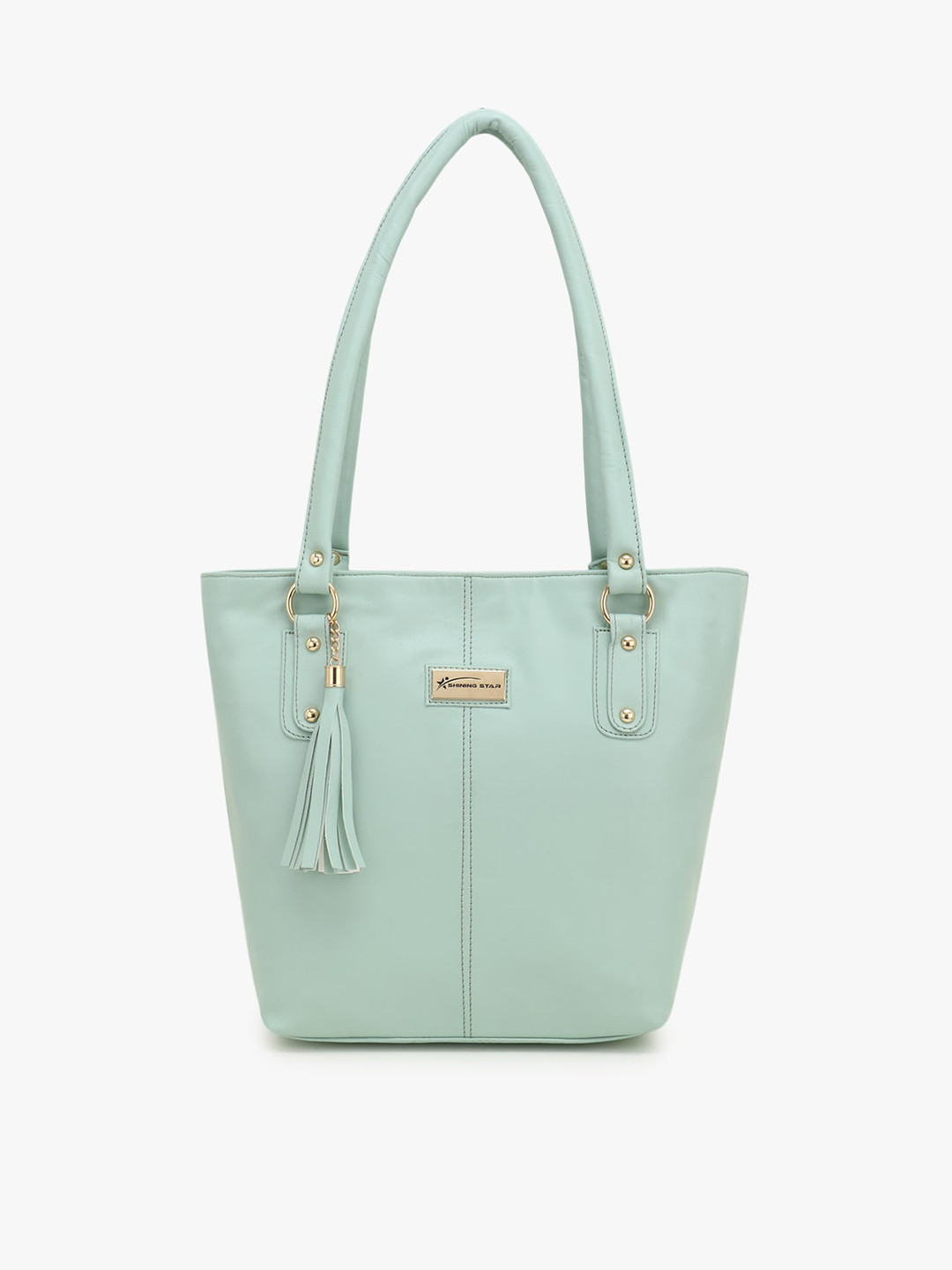 SHINING STAR Green PU Structured Shoulder Bag with Tasselled