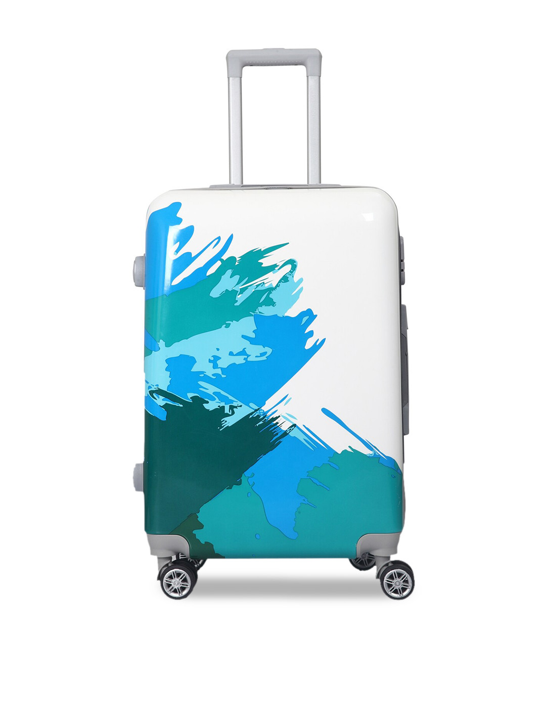 Polo Class Blue & White Printed Hard Sided Medium Trolley Bag