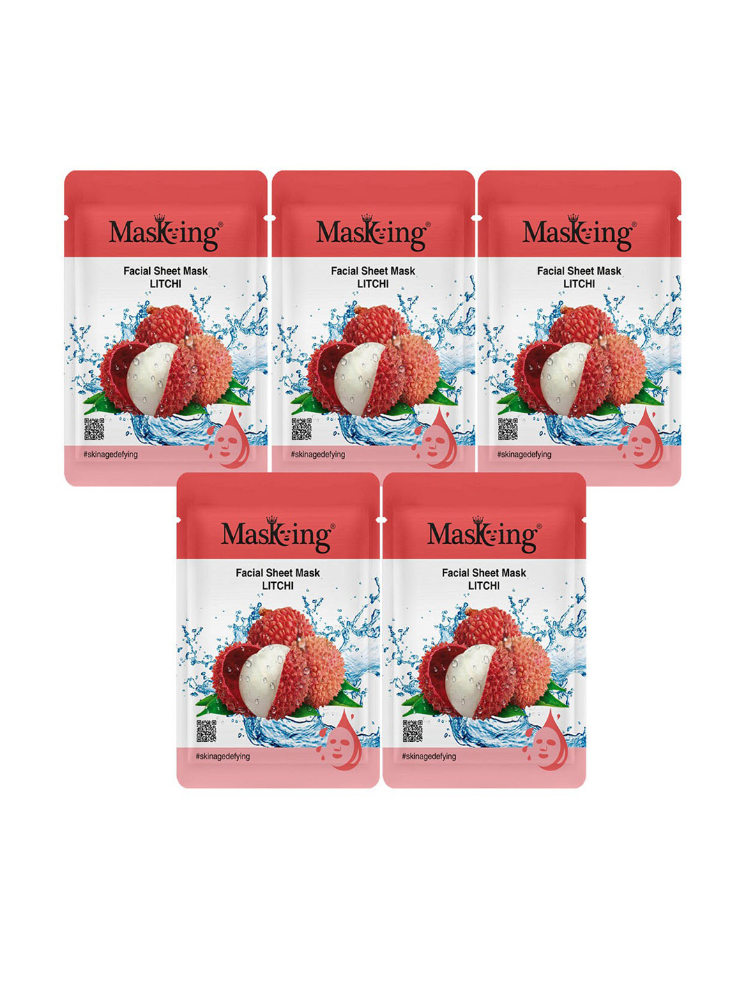 MasKing Set of 5 Litchi Facial Sheet Masks - 20 g Each
