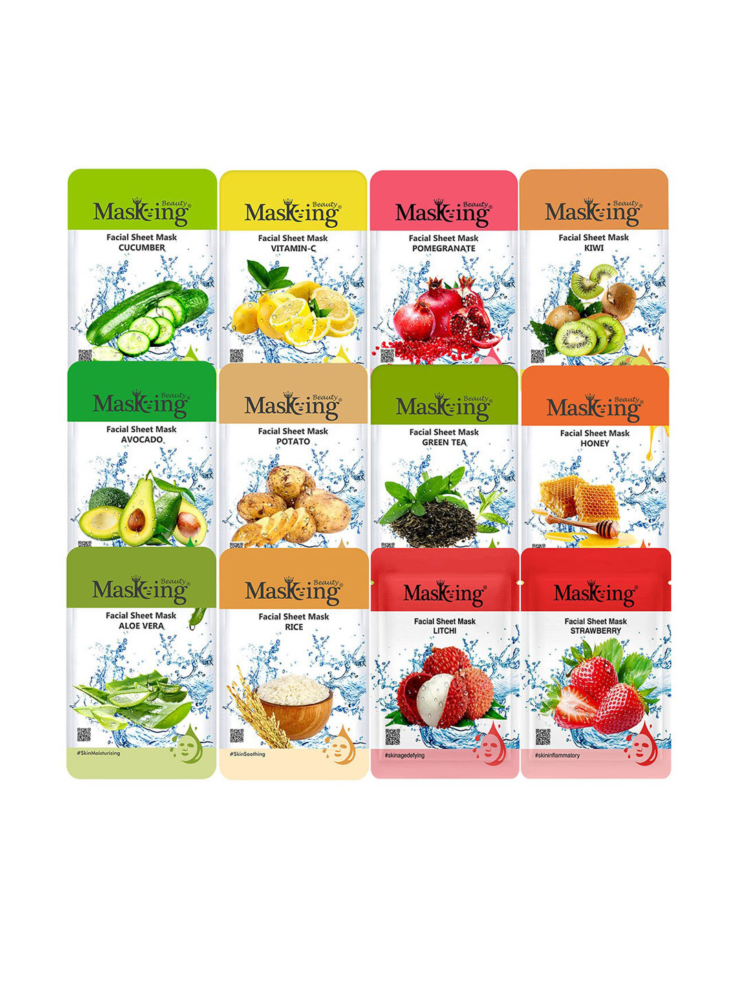 MasKing Set of 12 Beauty Facial Sheet Masks - 20 ml each