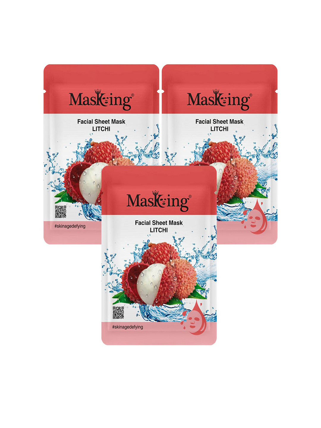 MasKing Set of 3 Litchi Facial Sheet Mask - 20 ml each
