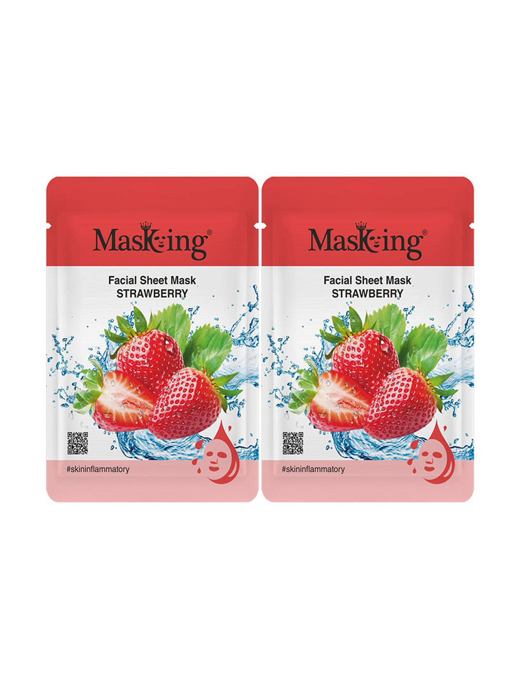 MasKing Set of 2 Strawberry Facial Sheet Masks - 20 ml each