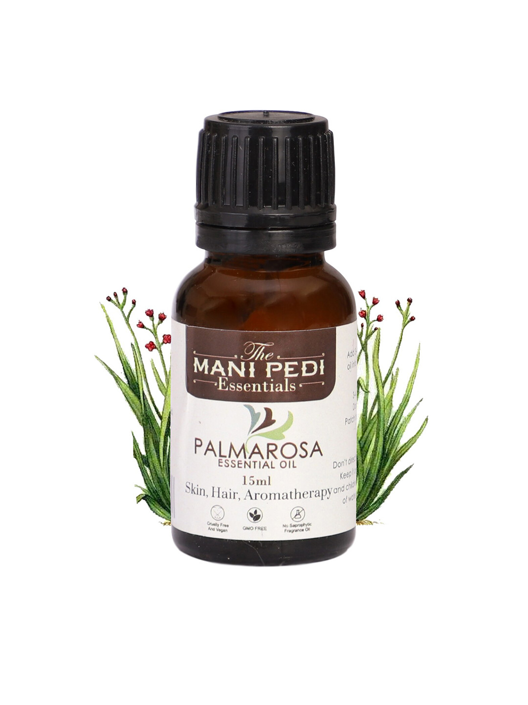 The Mani Pedi Essentials Palmarosa Essential Oil for Skin & Aromatherapy - Vegan - 15 ml