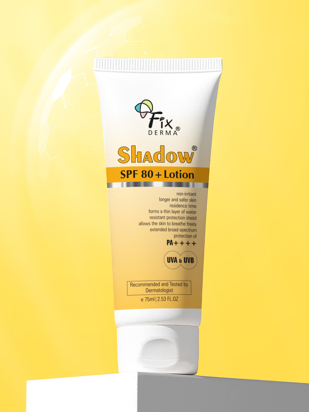FIXDERMA Shadow Sunscreen SPF 80+ Lotion with  PA++++ Protection - 75ml
