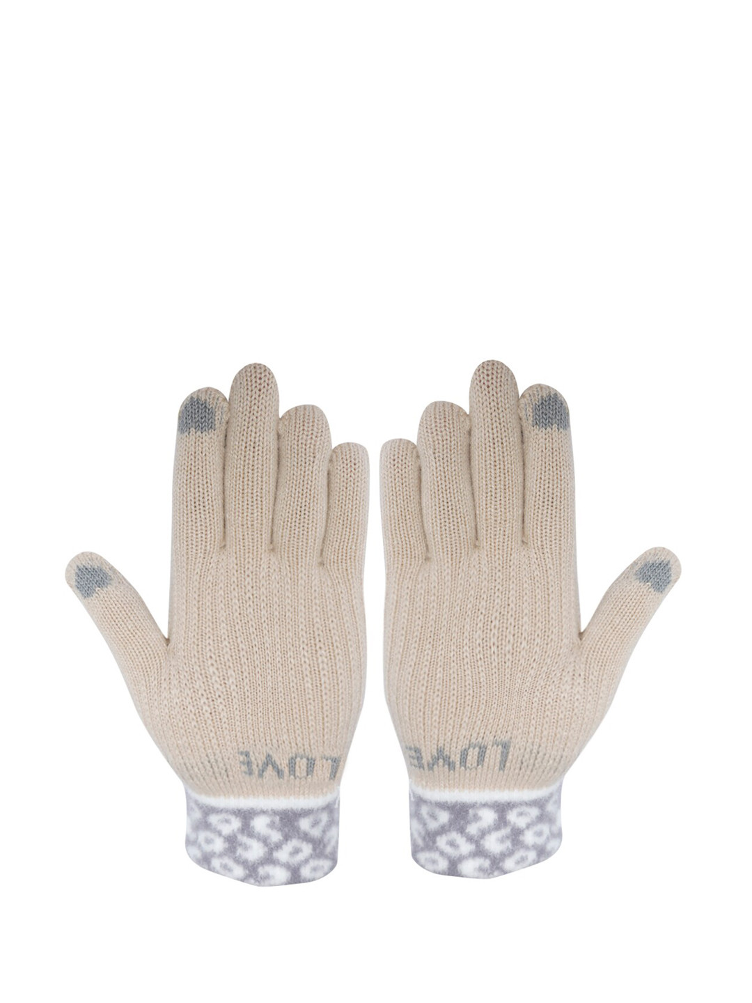 LOOM LEGACY Women Cream Coloured Self Design Hand Gloves