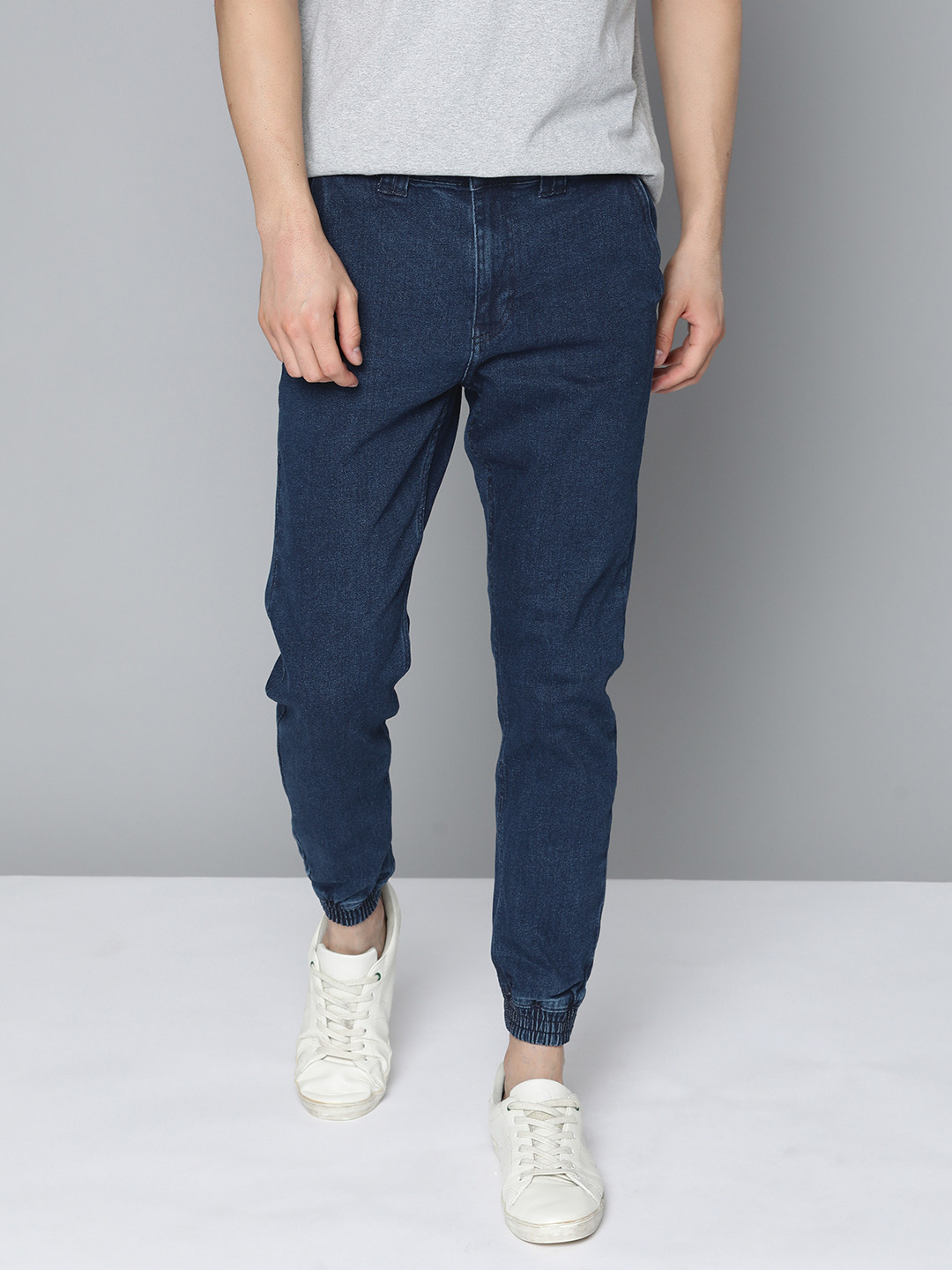 Mast & Harbour Men Navy Blue Jogger Stretchable Jeans