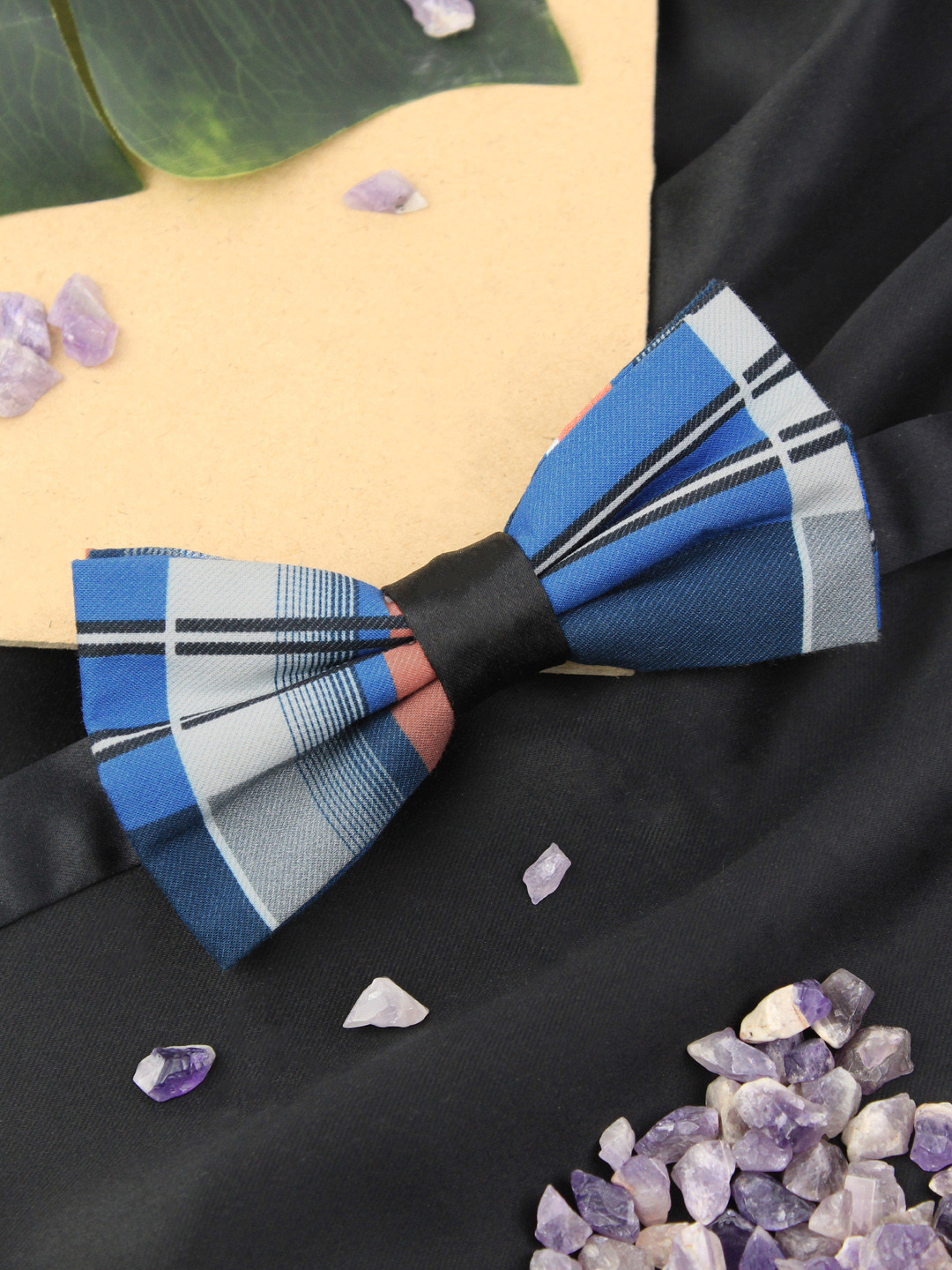 PELUCHE Men Blue & Red Striped Cotton Bow Tie