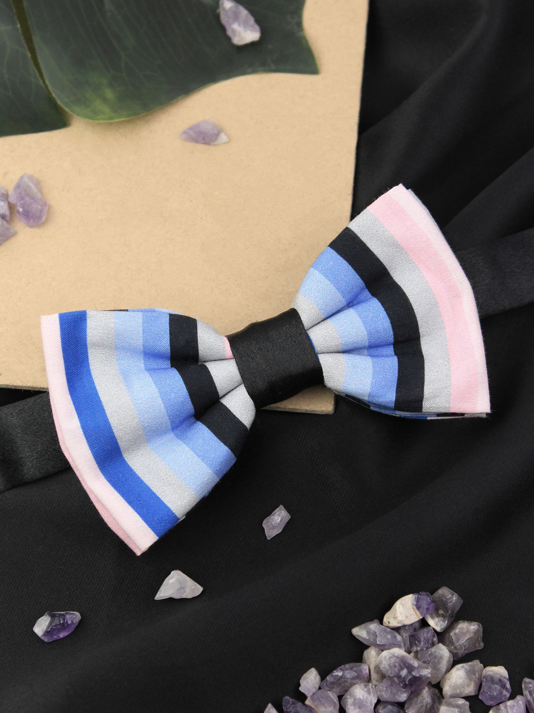 PELUCHE Men Blue & Pink Striped Bow Tie