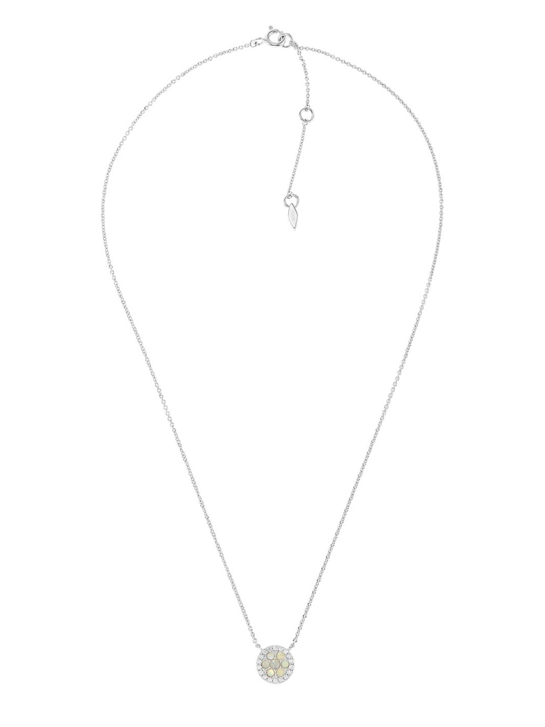 Fossil Women Sterling Silver Silver-Plated Crystal Necklace