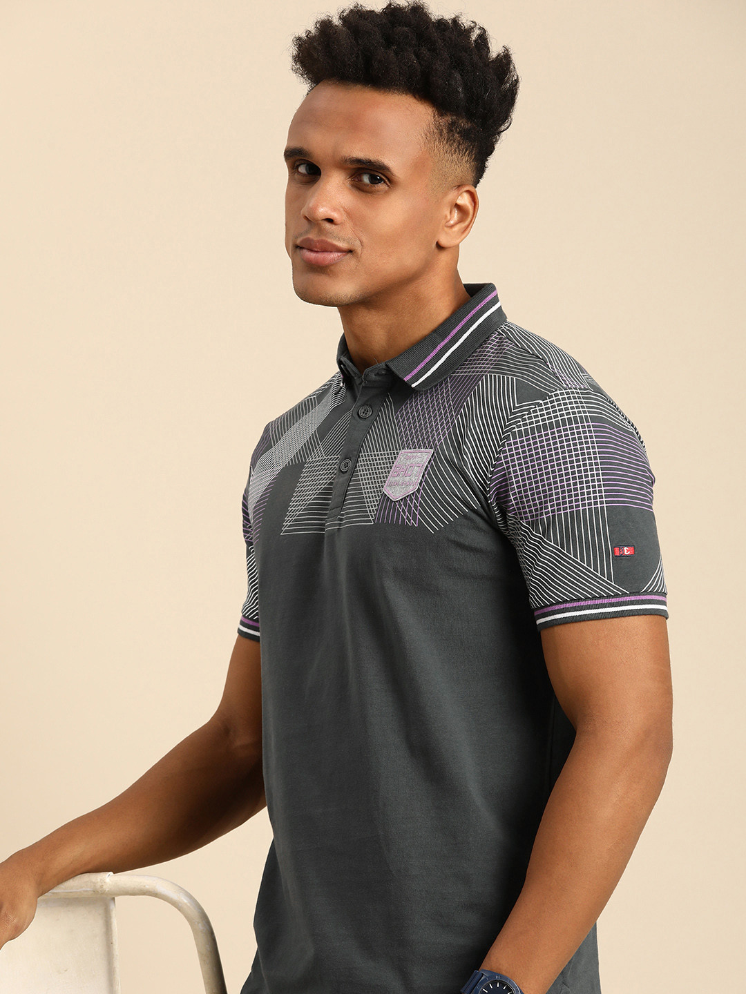 Being Human Geometric Printed Polo Collar Casual T-shirt