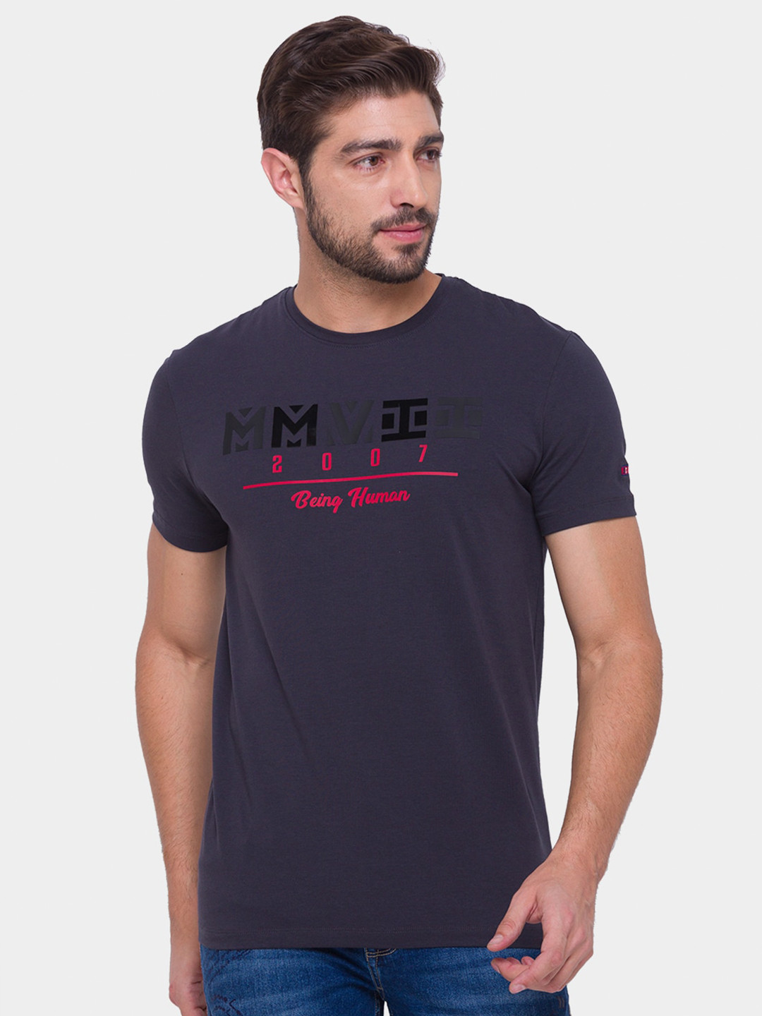 Being Human Men Grey Printed T-shirt