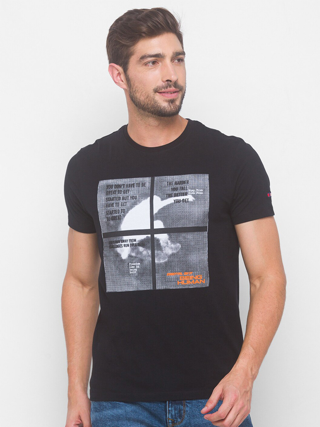 Being Human Men Black Printed T-shirt