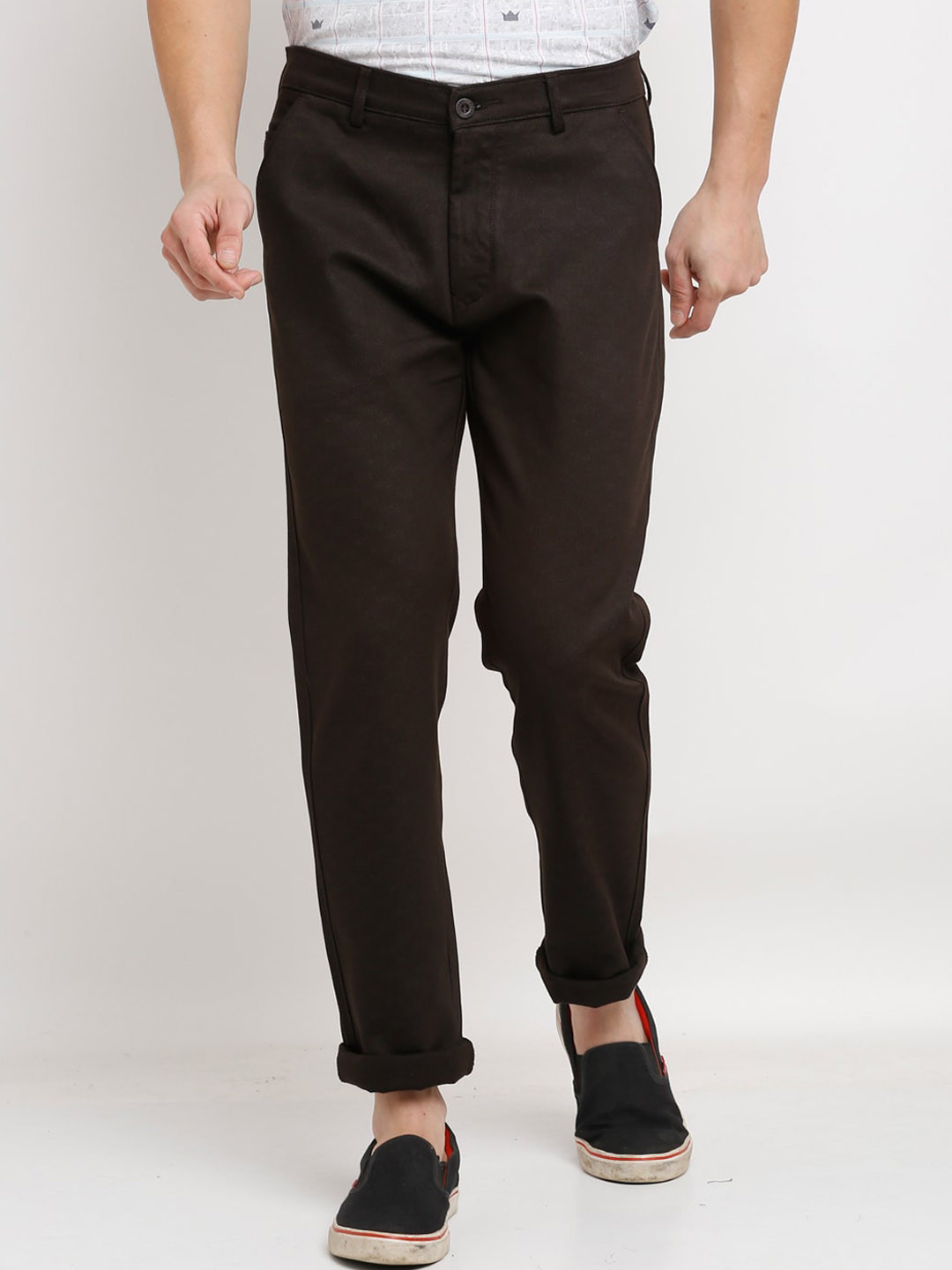 Rodamo Men Brown Slim Fit Trousers