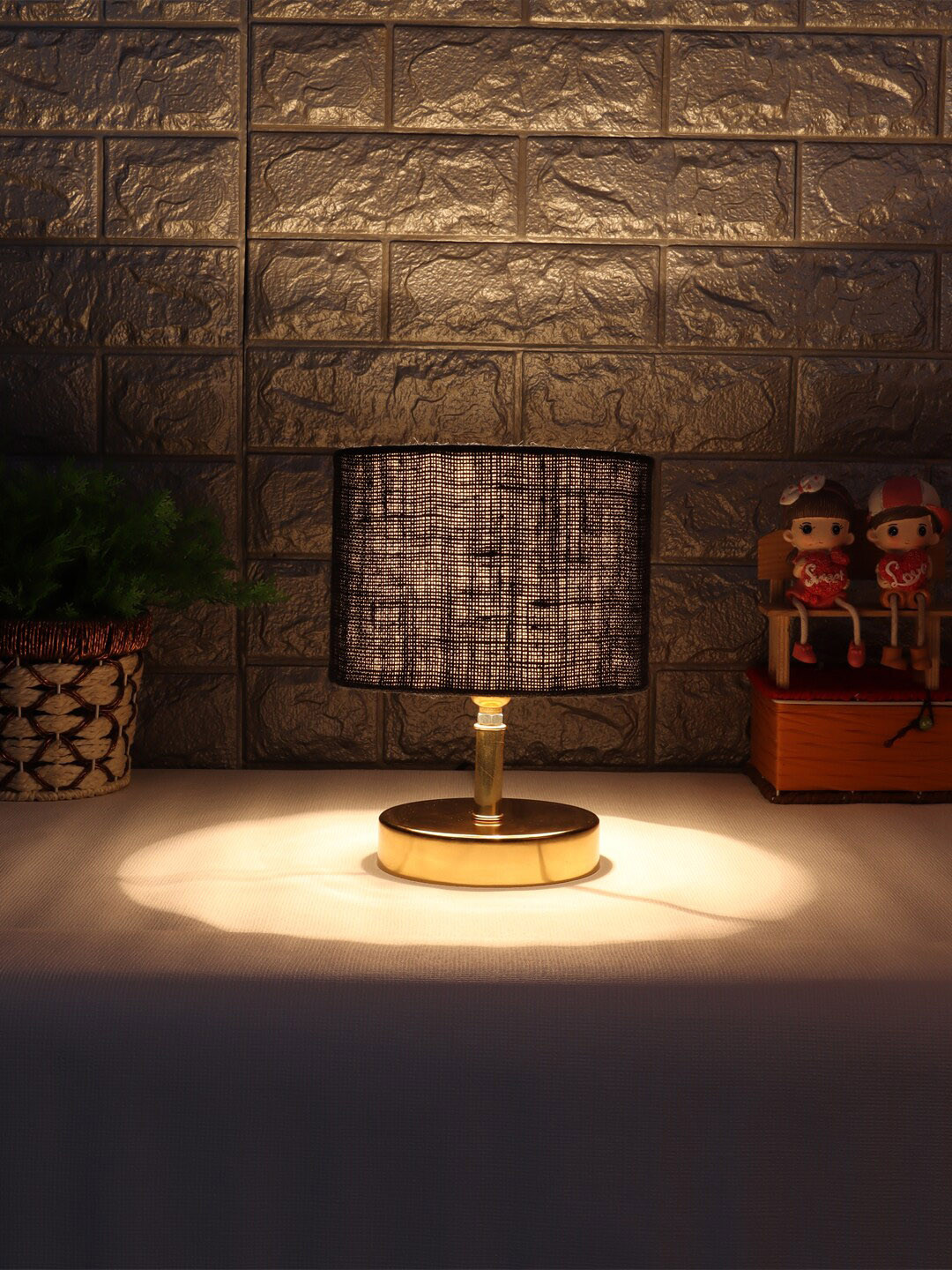 Devansh Metal Table Lamp with Black Jute Shade