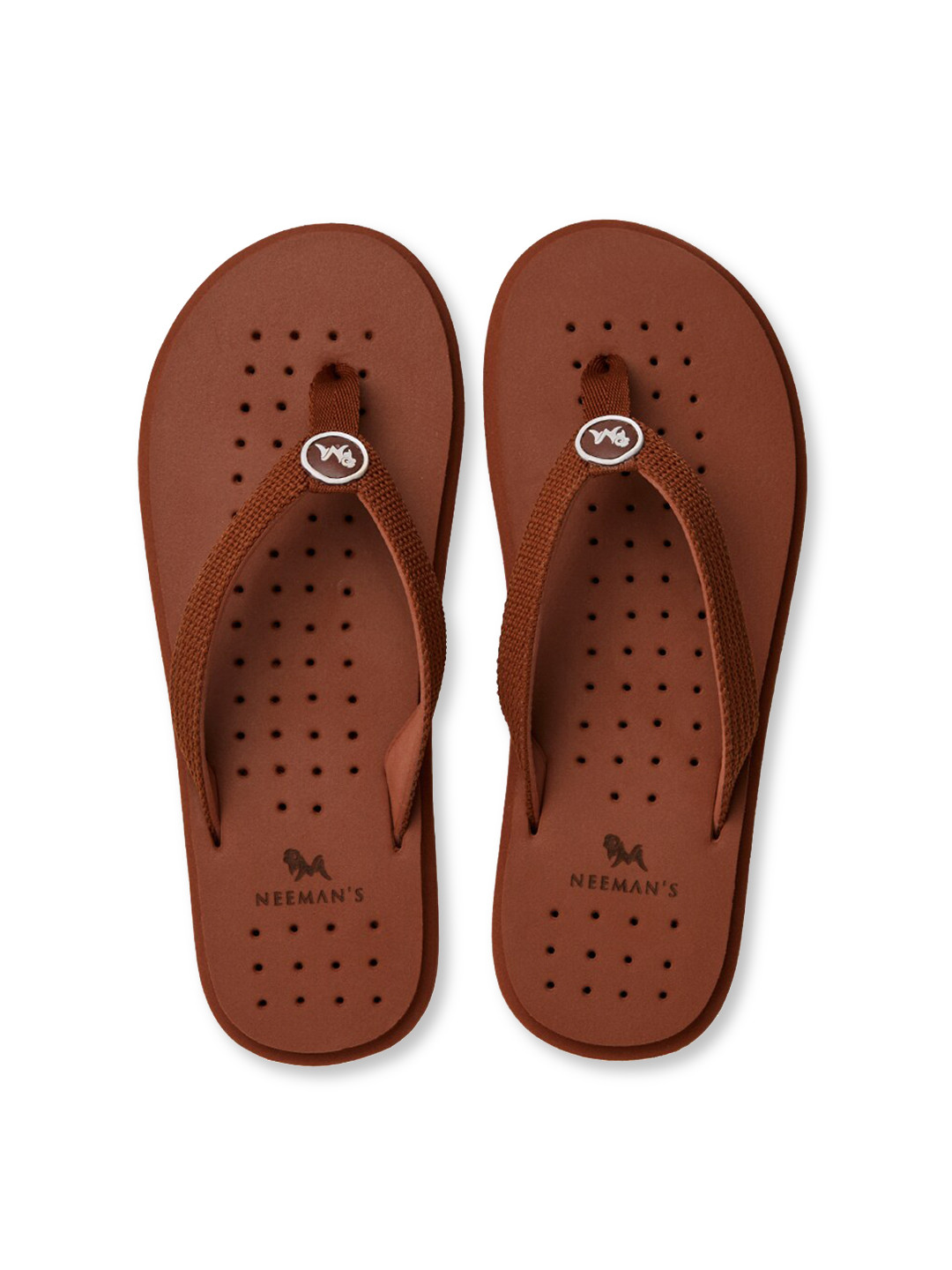 NEEMANS Women Brown Rubber Thong Flip-Flops
