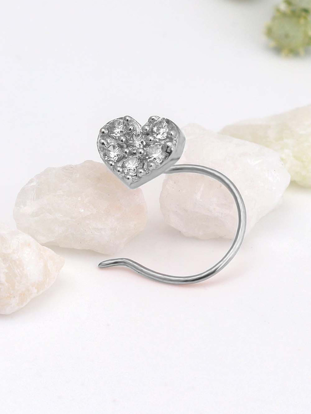 GIVA 925 Sterling Silver Sparkling Heart Nose Pin