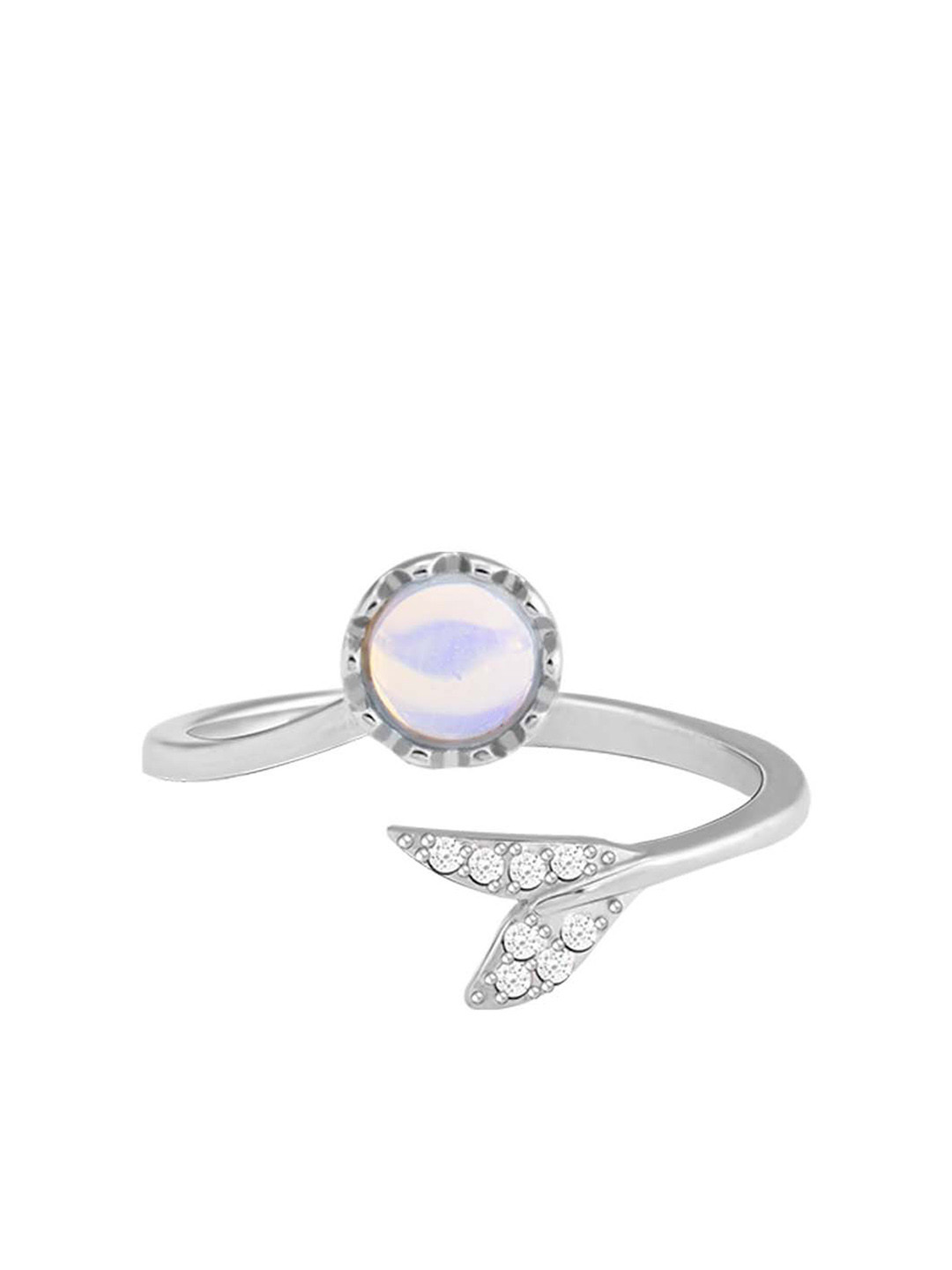 GIVA 925 Sterling Silver Rhodium Plated Moonstone Visionary Adjustable Ring