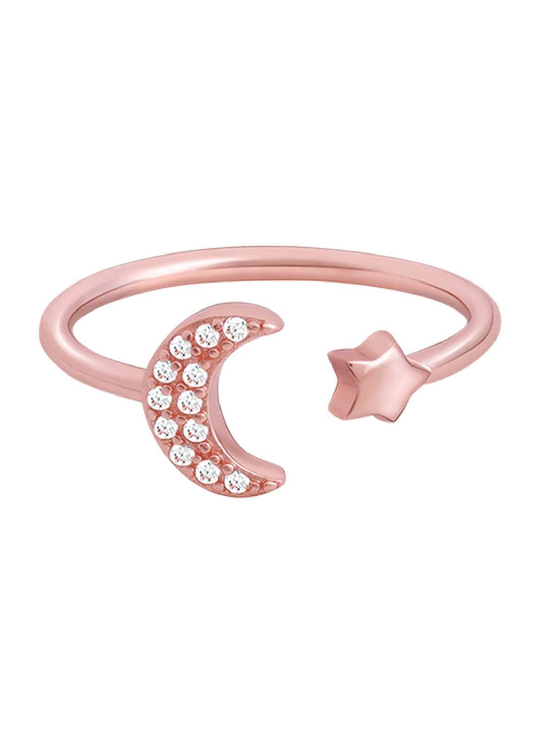 GIVA 925 Sterling Silver Rose Gold Plated Moon-Star Constellation Adjustable Ring