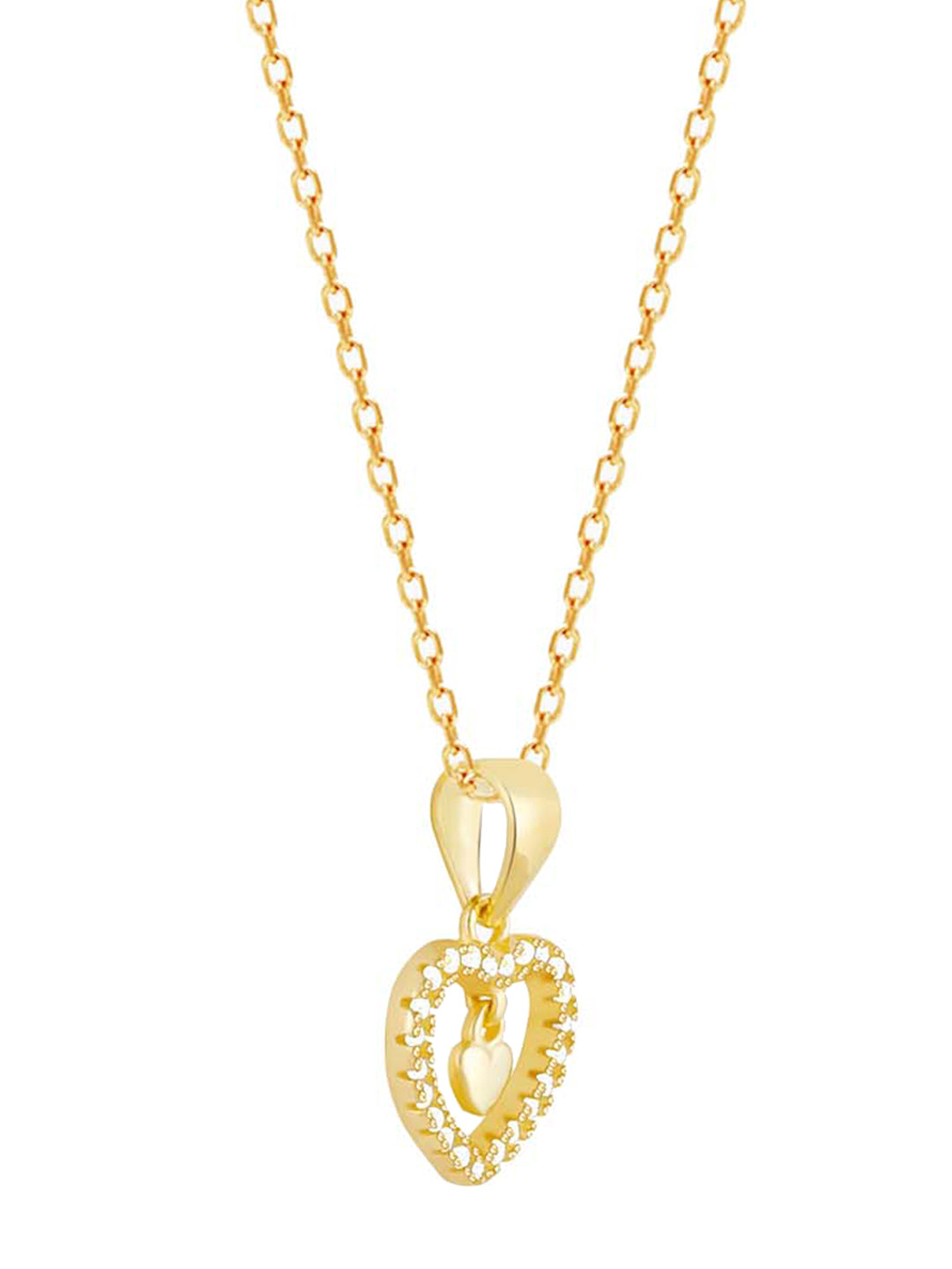 GIVA 925 Sterling Silver 18k Gold Plated Love Droplet Pendant With Link Chain