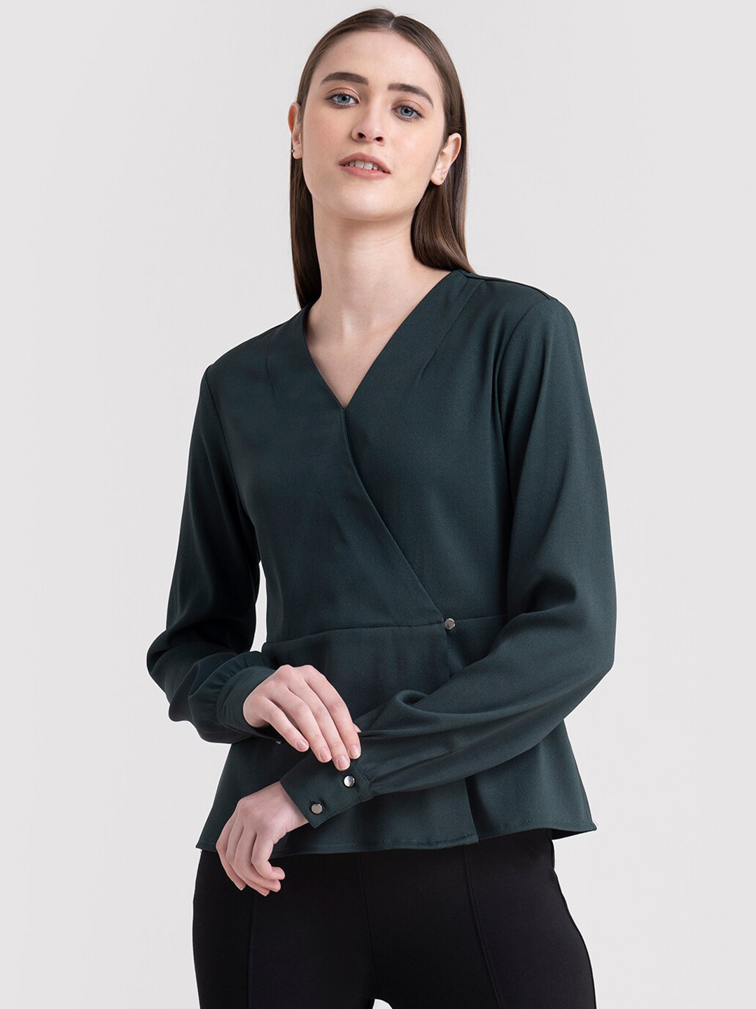 FableStreet Green Wrap Top