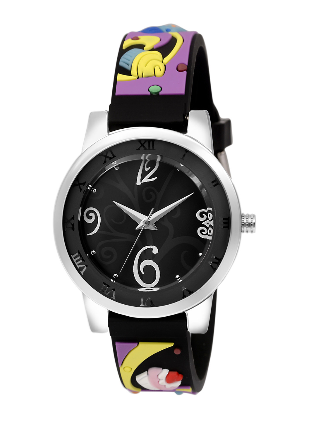 Kool Kidz Kids Multicoloured Brass Printed Dial & Black Straps Analogue Watch KK 307 BK
