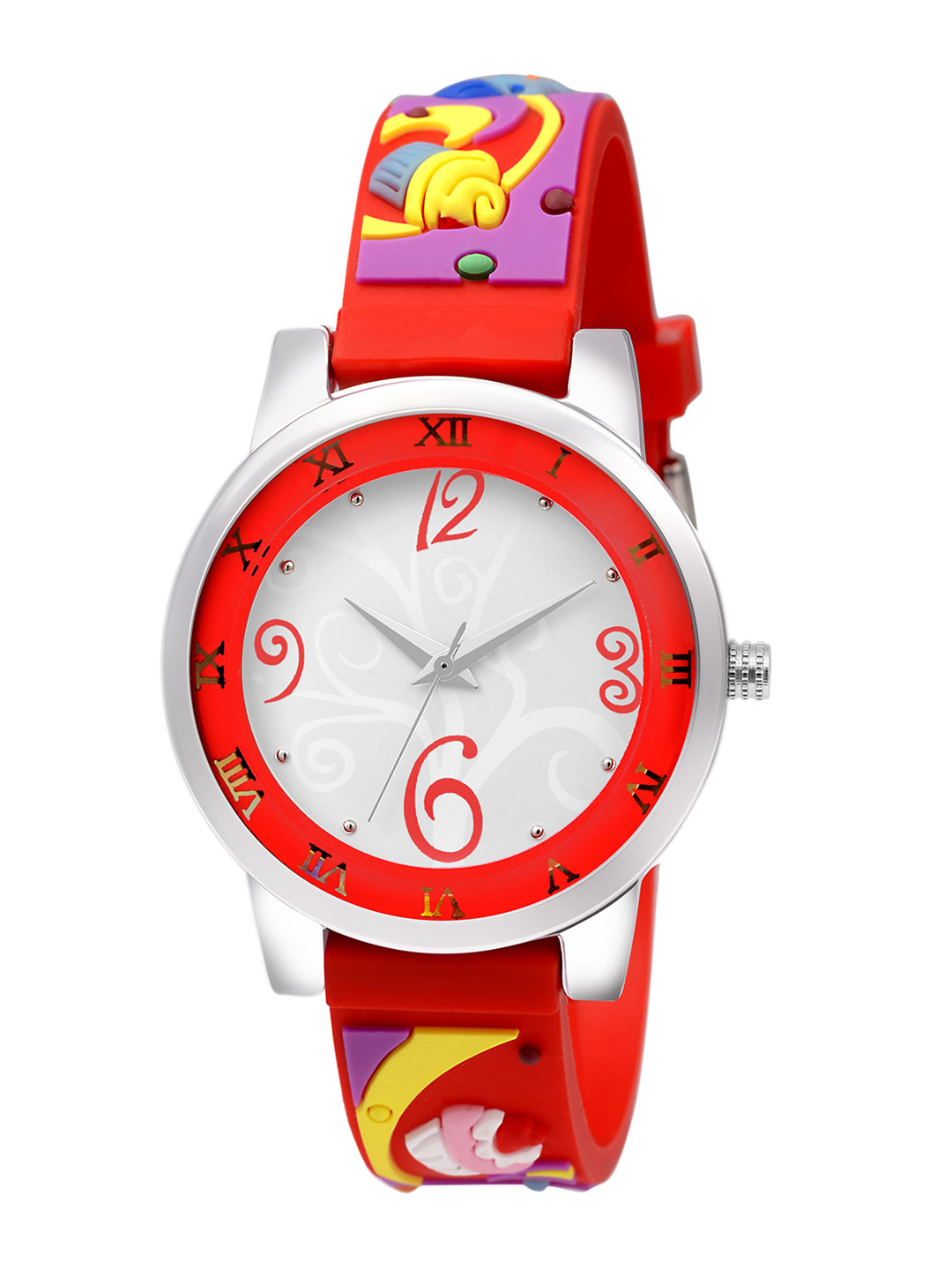 Kool Kidz Kids Multicoloured Brass Printed Dial & Red Straps Analogue Watch KK 307 RD