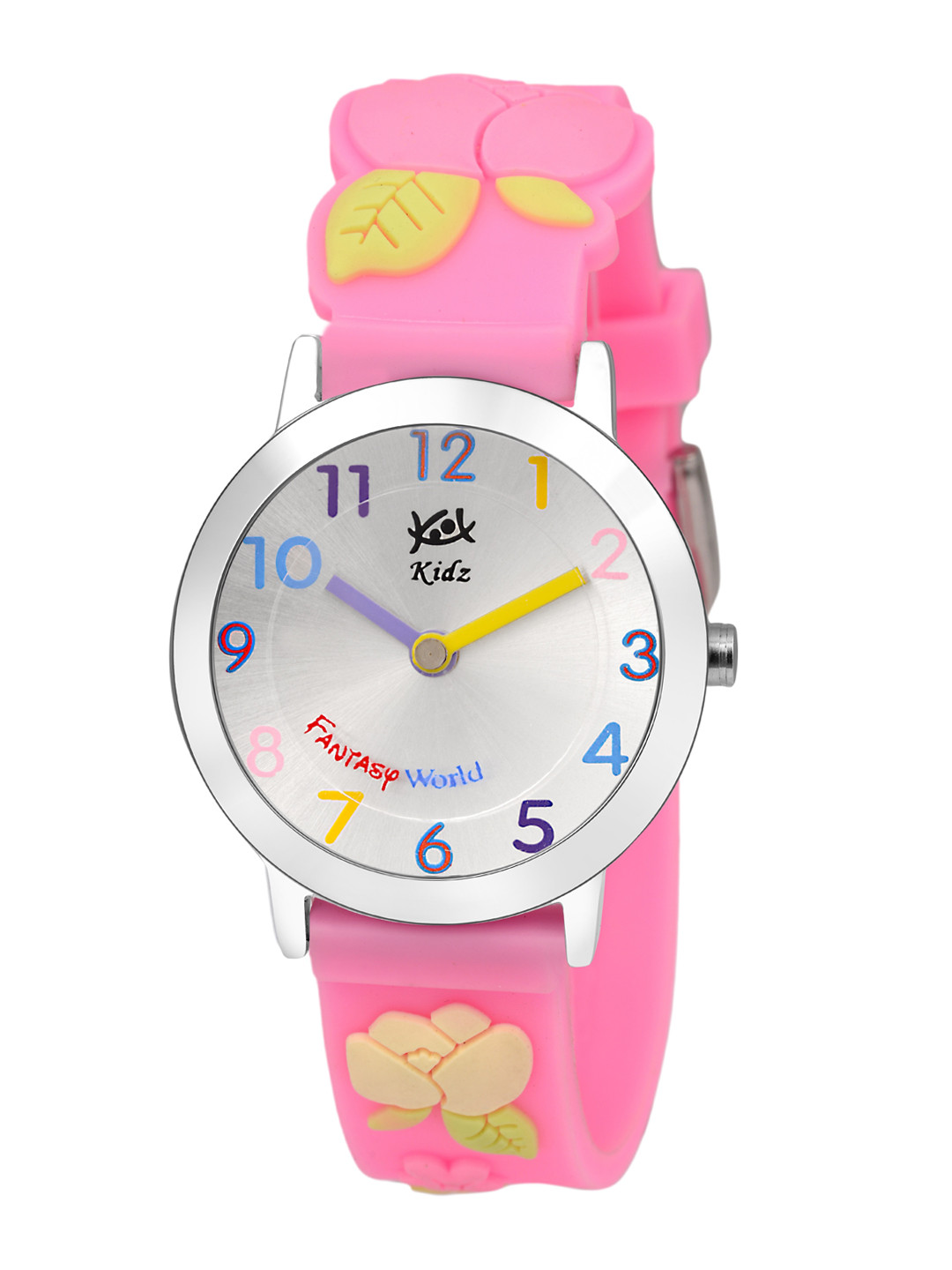 Kool Kidz Unisex Kids Multicoloured Brass Printed Dial & Pink Textured Straps Analogue Watch