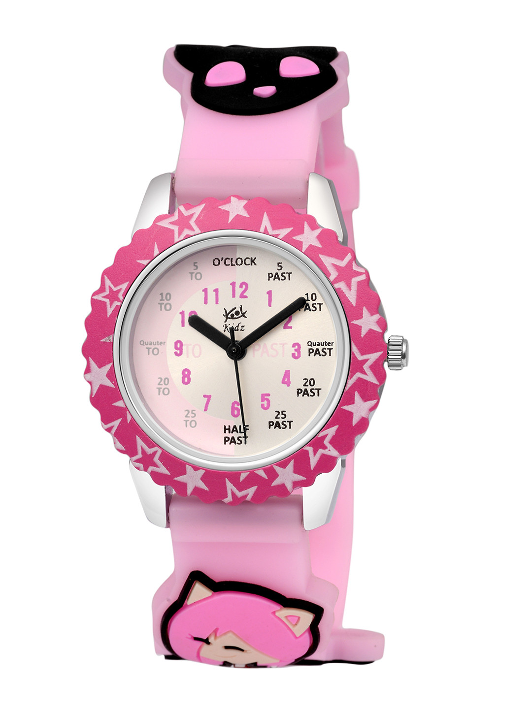 Kool Kidz Kids White Brass Printed Dial & Pink Straps Analogue Watch