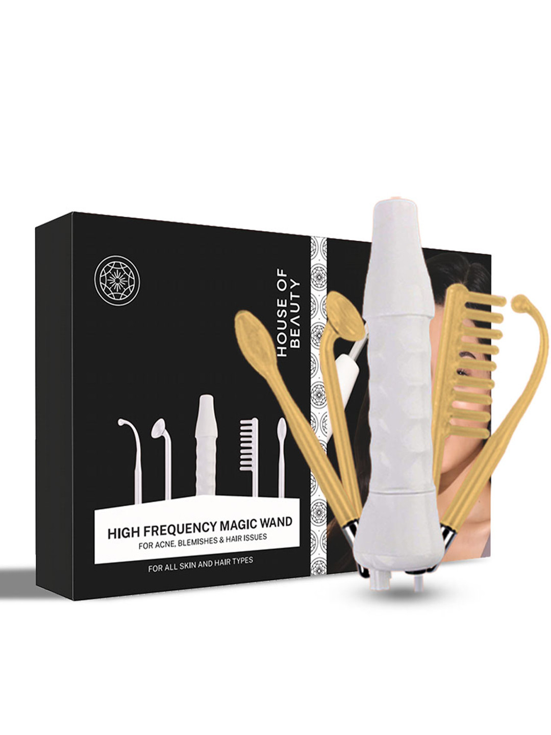 House of Beauty 5 Pieces White Solid High Frequency Wand