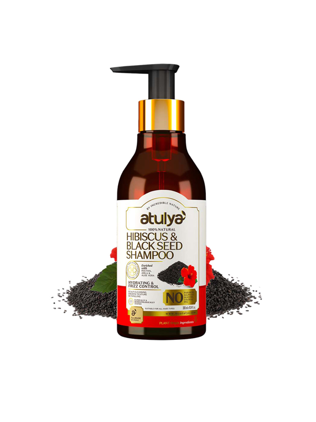 Atulya Hibiscus & Black Seed Shampoo for Smooth Frizz-Control Hair - 300 ml