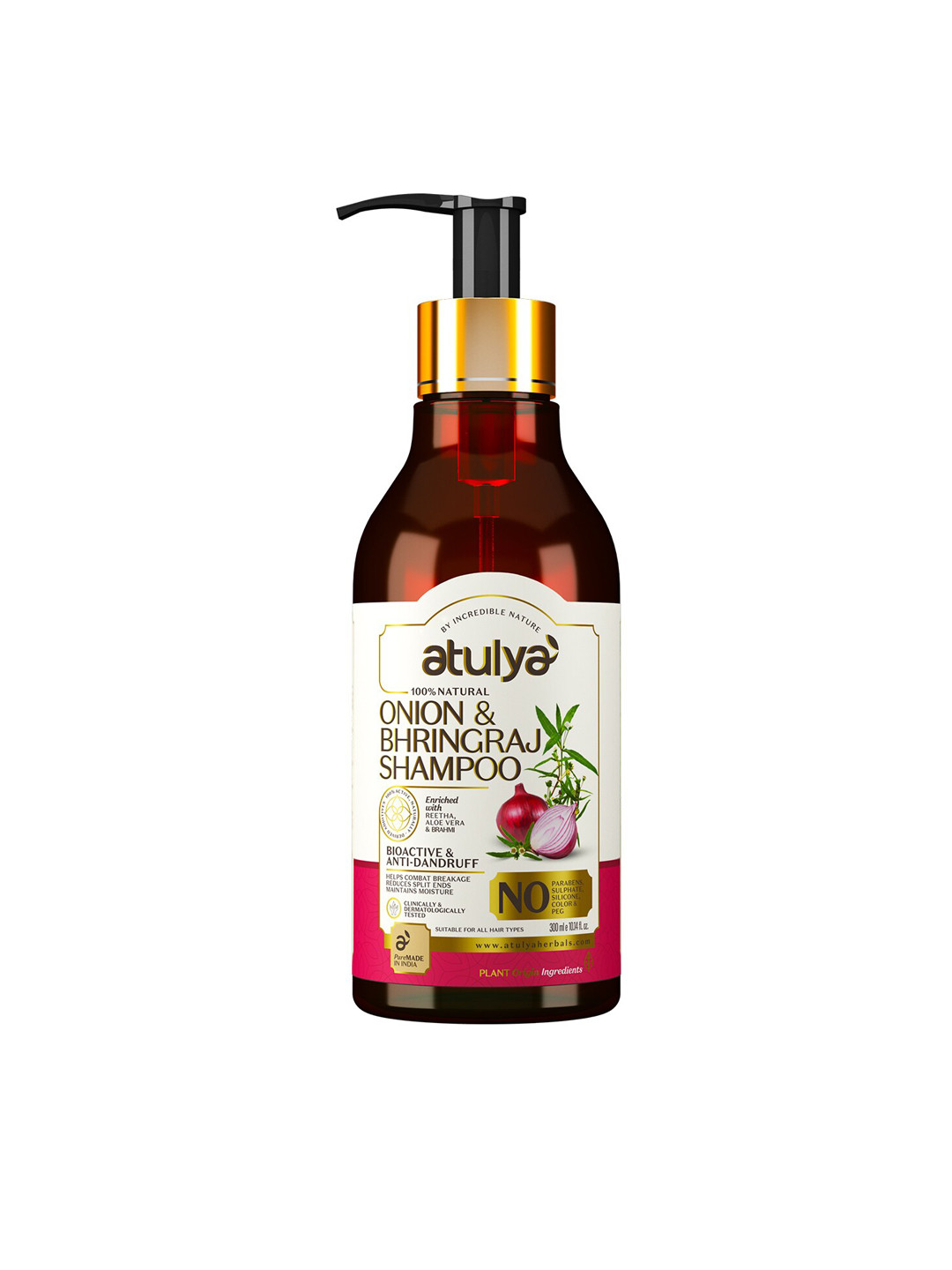 Atulya Onion & Bhringraj Hair Shampoo - Bioactive & Anti-Dandruff - 300 ml