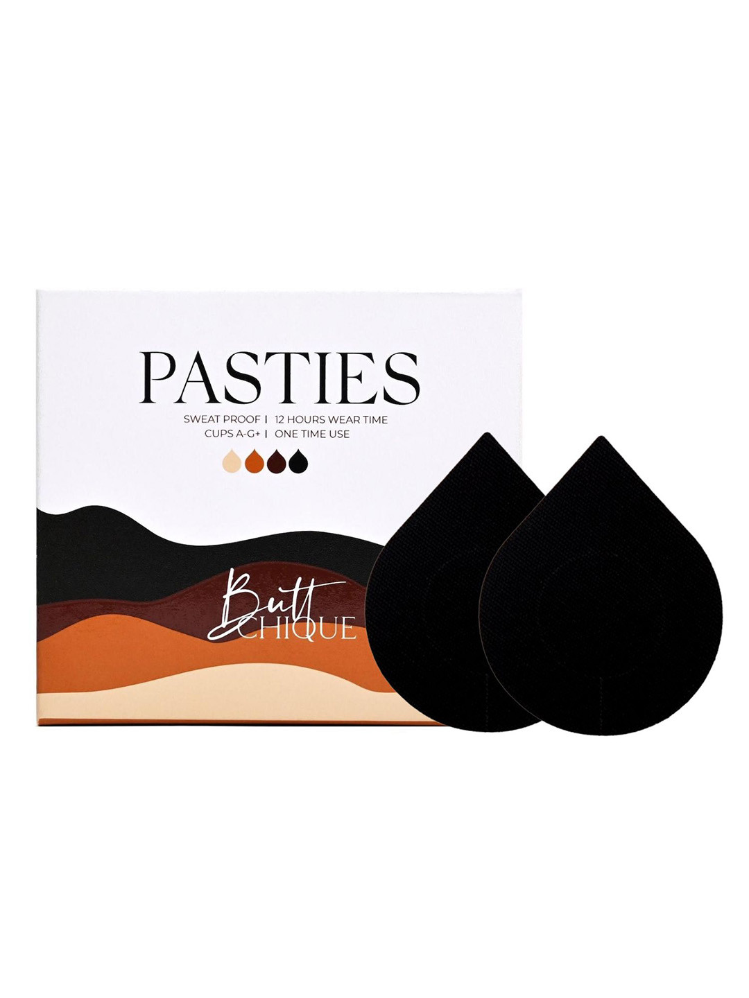 Butt-Chique Set Of 10 Black Solid Sweat Proof Cotton Nipple Pasties