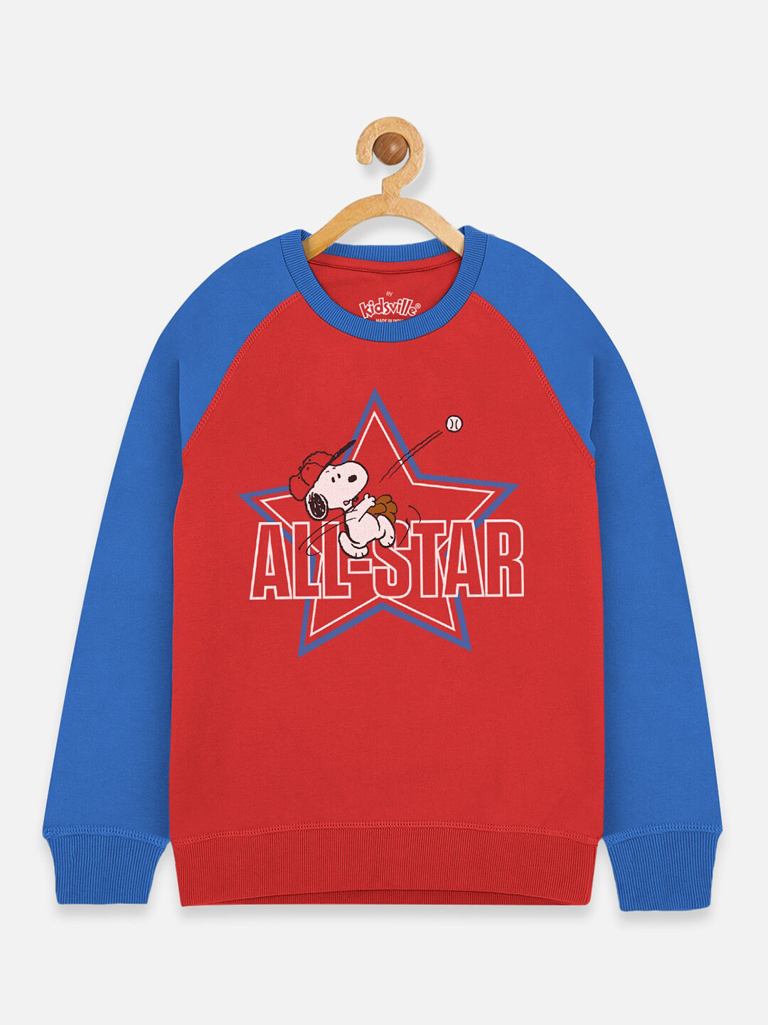 Kids Ville Boys Red Peanuts Printed Sweatshirt