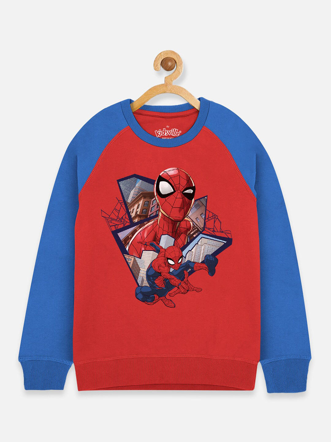 Kids Ville Boys Red Spiderman Printed Sweatshirt