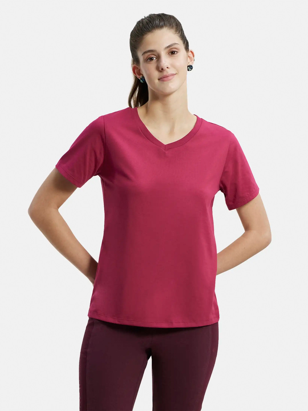Jockey Super Combed Cotton Rich Relaxed Fit Curved Hem Styled Half Sleeve Tshirt -AW88