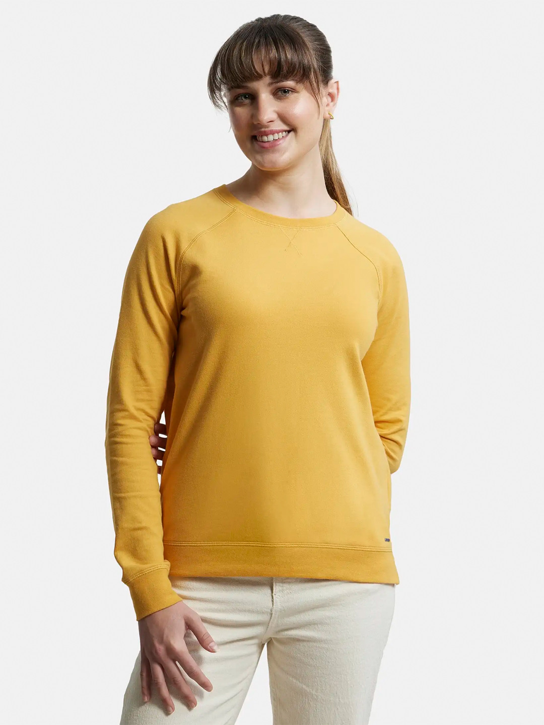 Jockey Super Combed Cotton Solid Full Sleeve Sweatshirt with Raglan Sleeve Styling -AW67