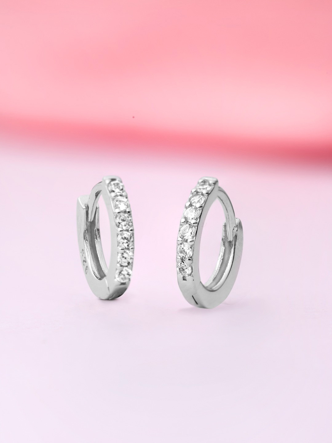 Zavya 925 Sterling Silver Rhodium-Plated Circular Hoop Earrings