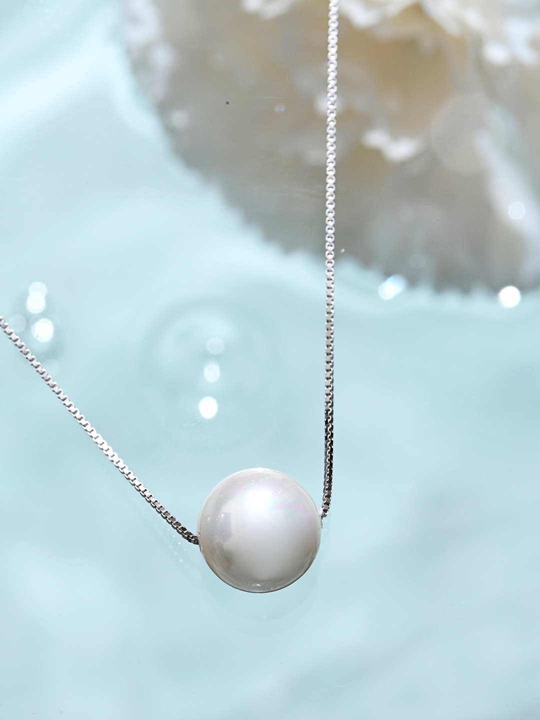 Zavya Women 925 Sterling Silver & Off White Rhodium-Plated Pearl Necklace