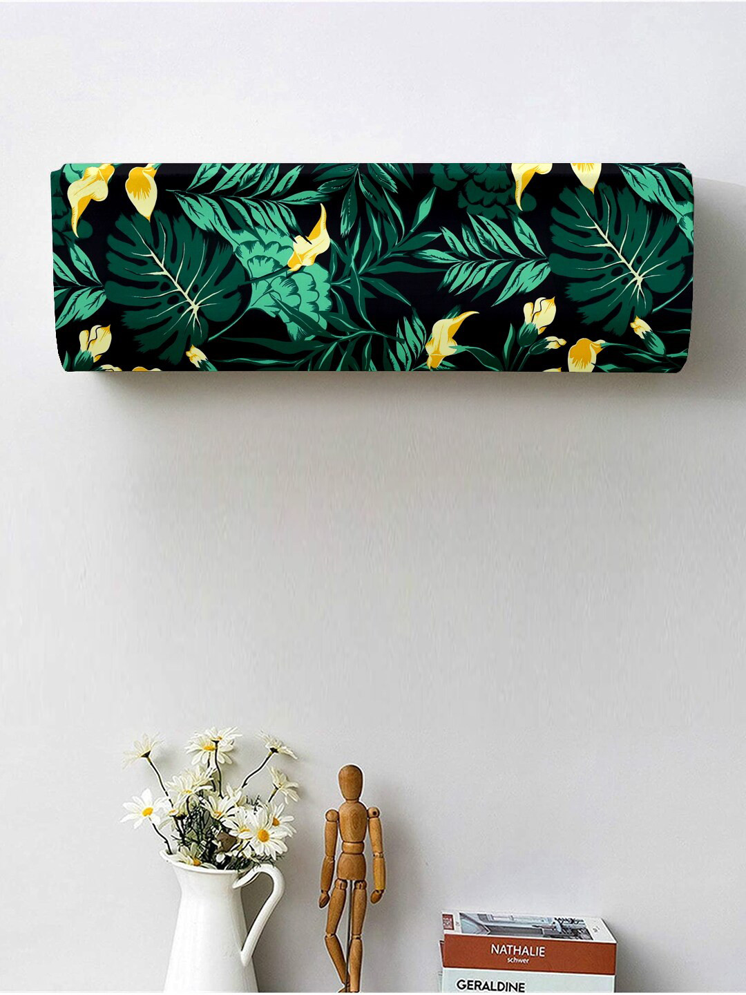 Cortina Green & Yellow Printed Air Conditioner Cover