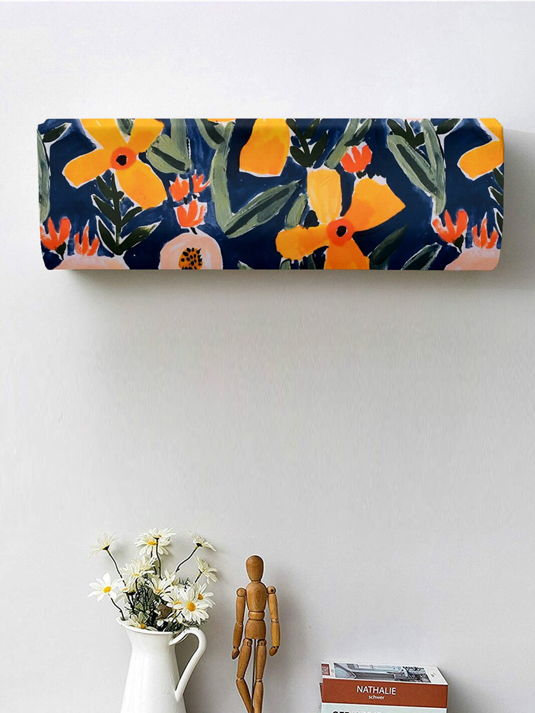 Cortina Navy Blue & Yellow Printed Appliance Covers