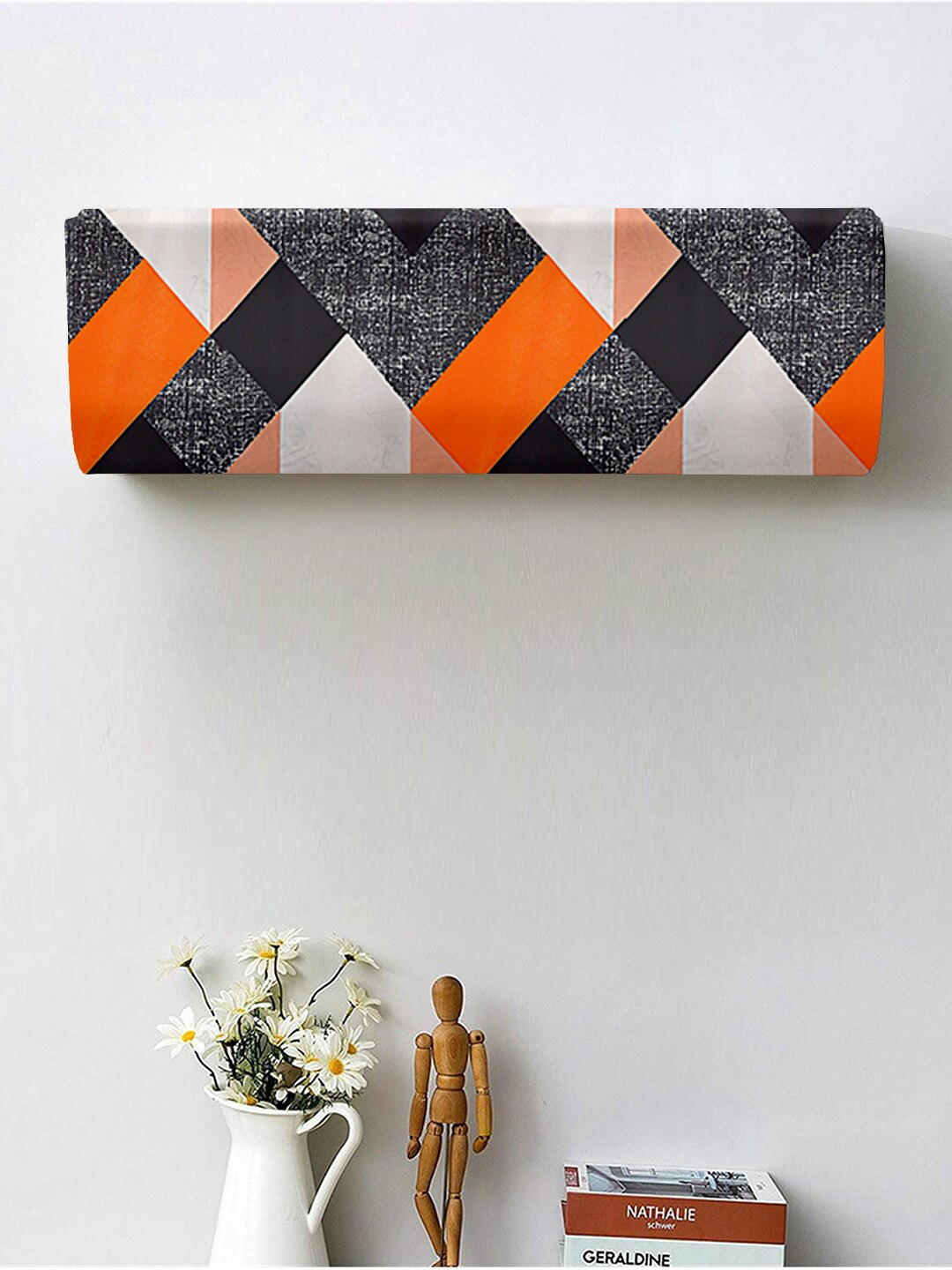 Cortina Orange & Black Printed Air Conditioning Dust Cover