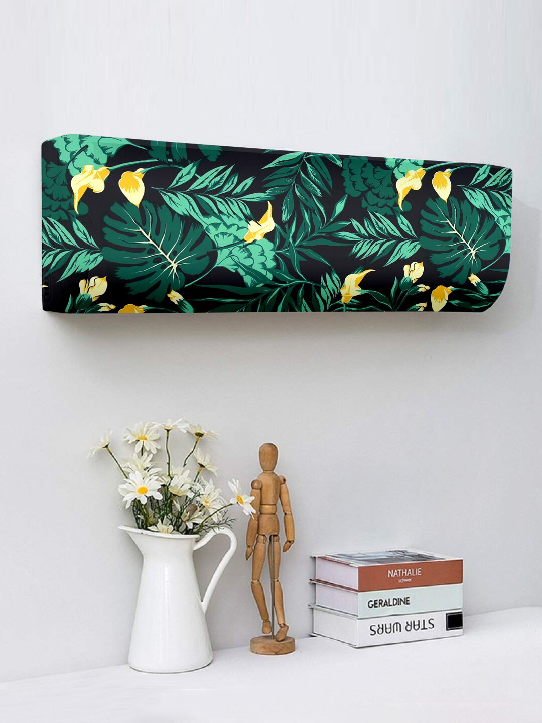 Cortina Green & Yellow Printed Air Conditioner Cover